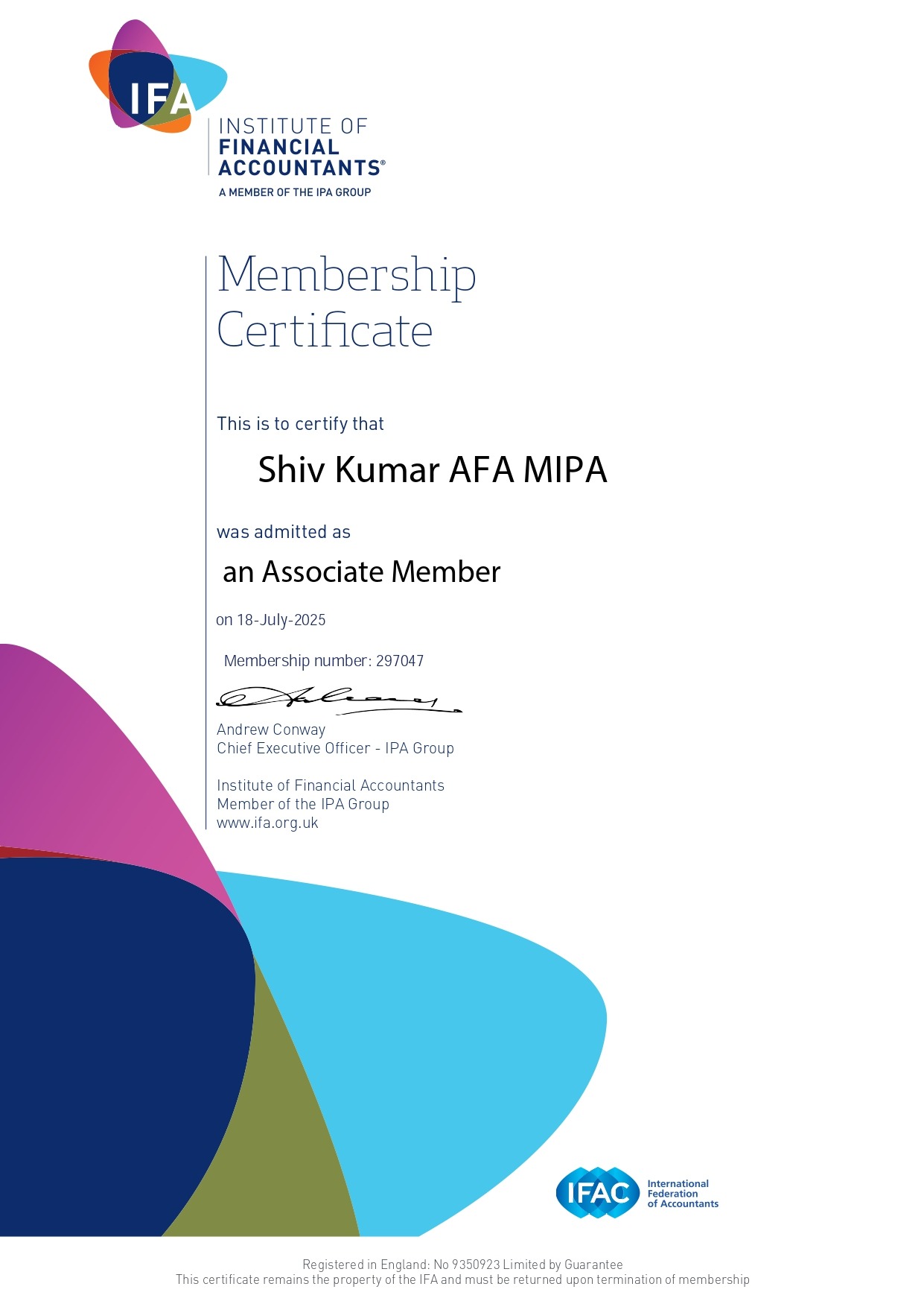 IFA Certificate