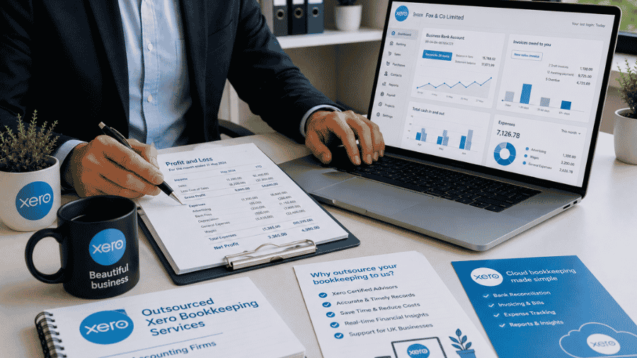 UK accountants reviewing outsourced Xero bookkeeping and cloud accounting setup