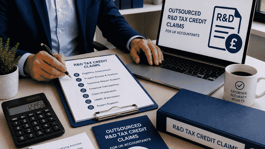 UK accountants preparing outsourced R&D tax credit claim support