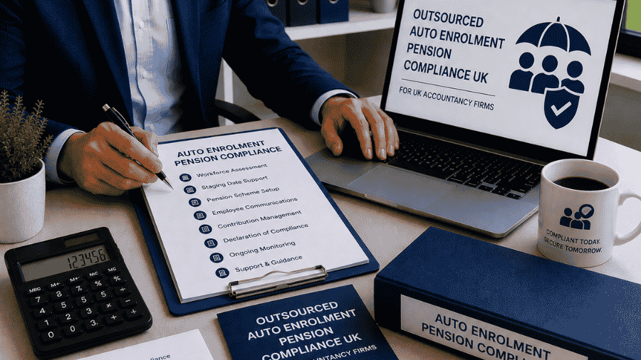 UK accountants preparing auto enrolment pension compliance files