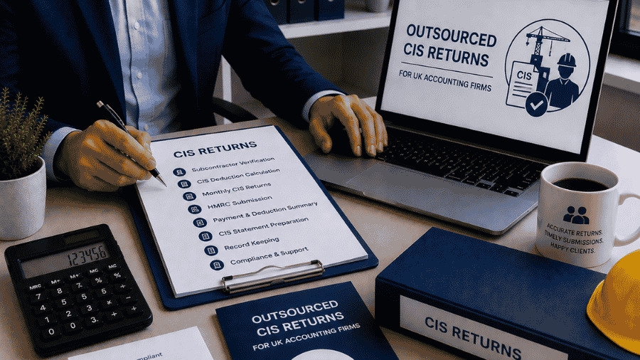 UK construction accounting team preparing CIS returns