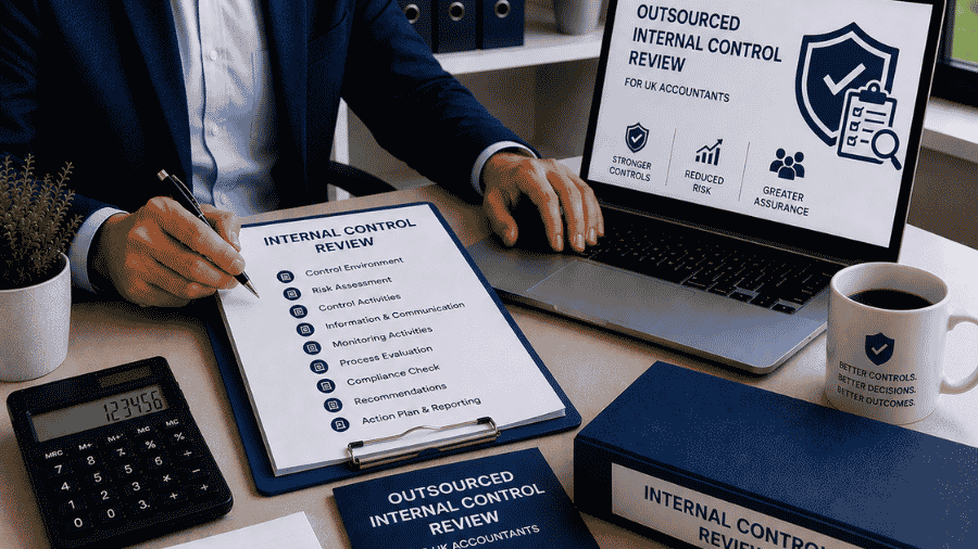 UK accountants reviewing internal controls and risk documentation