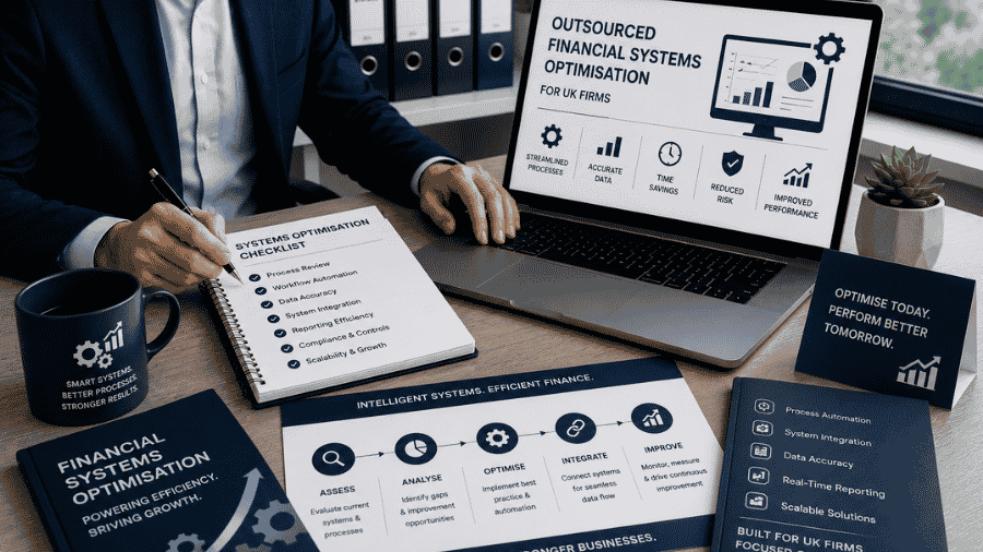 UK accountants reviewing accounting software systems and dashboard workflow