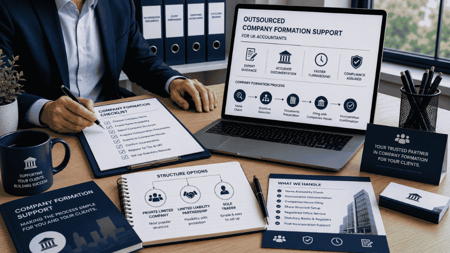 UK accountants preparing company formation and setup documents