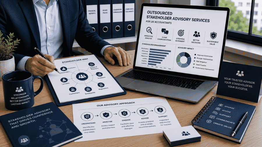 UK accountants preparing stakeholder advisory and board reporting pack